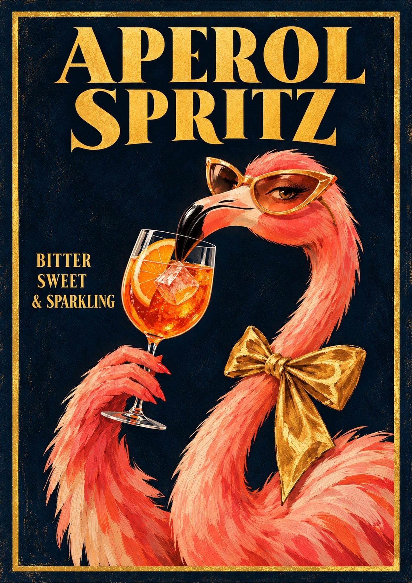 Aperol Spritz Flamingo Print artwork, full print