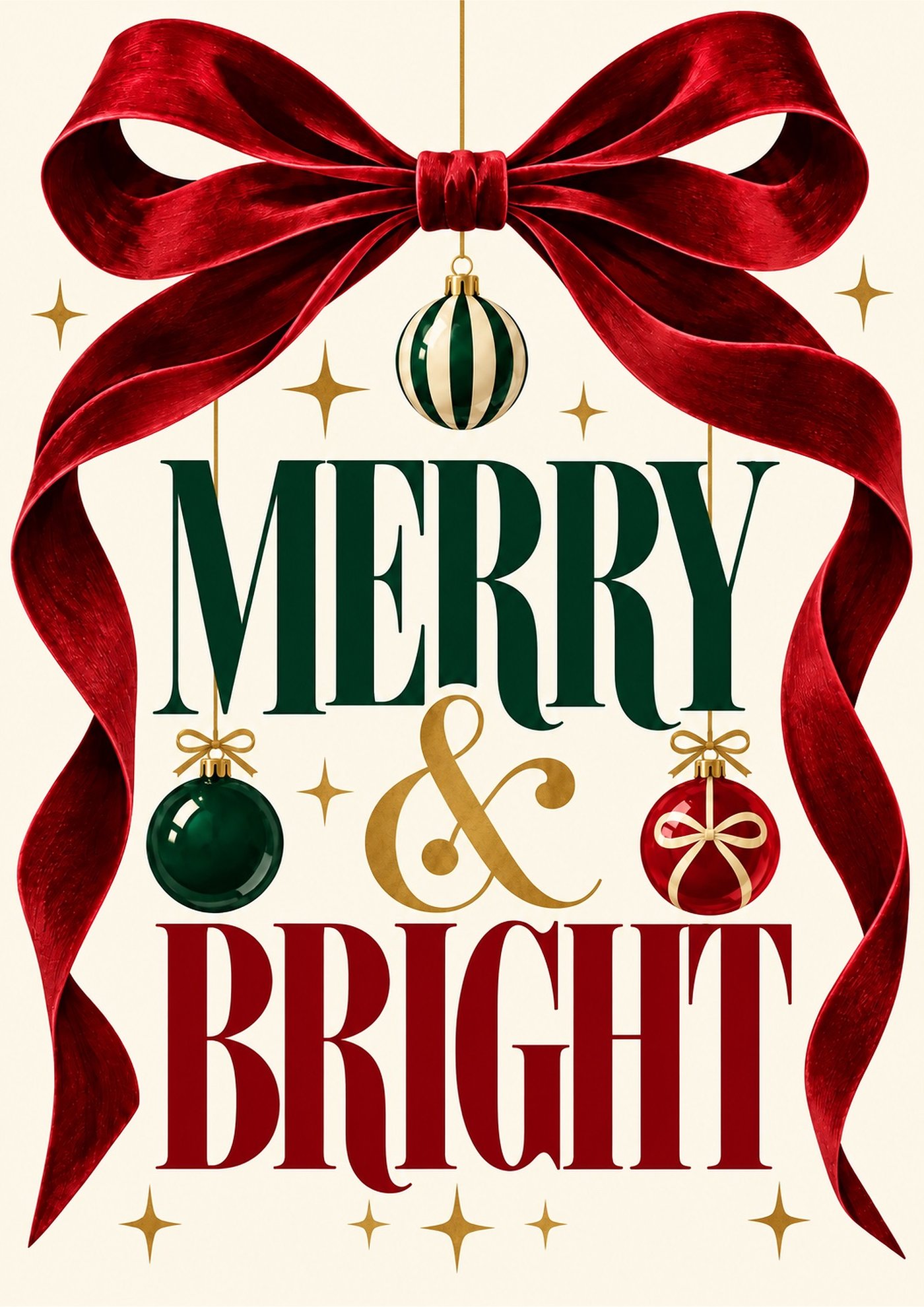 Merry & Bright Christmas Print artwork, full print