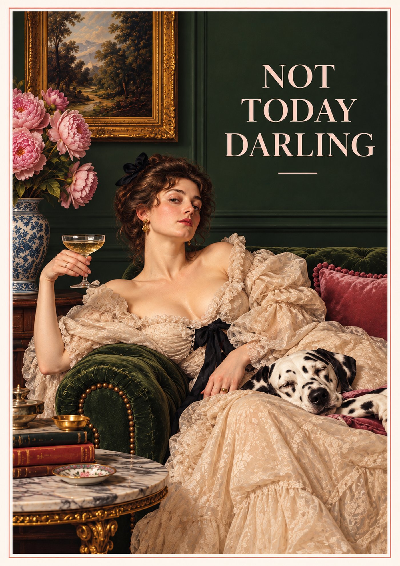 Not Today Darling Victorian Lady Print artwork, full print