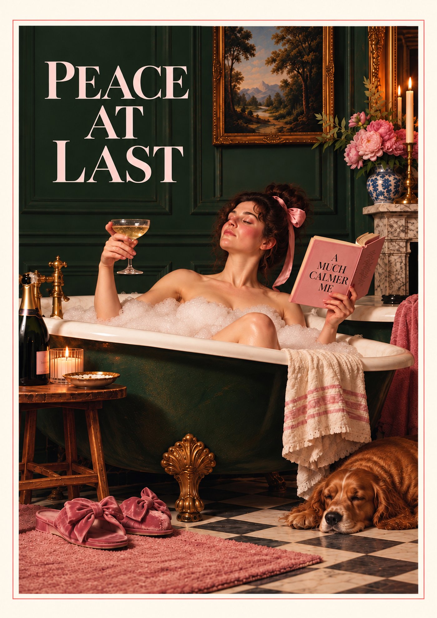 Peace At Last Vintage Bathroom Print artwork, full print