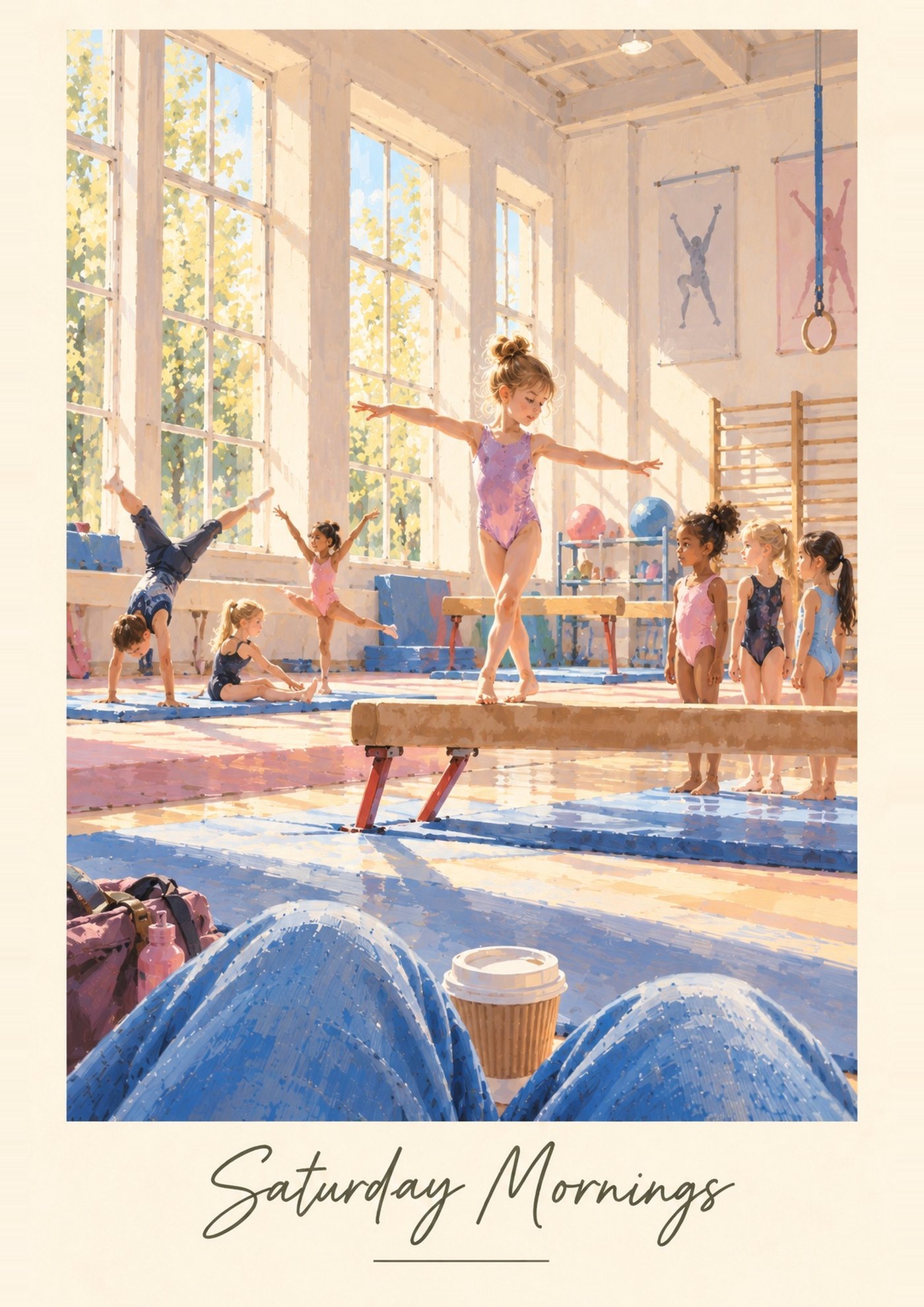 Saturday Mornings Gymnastics Print artwork, full print