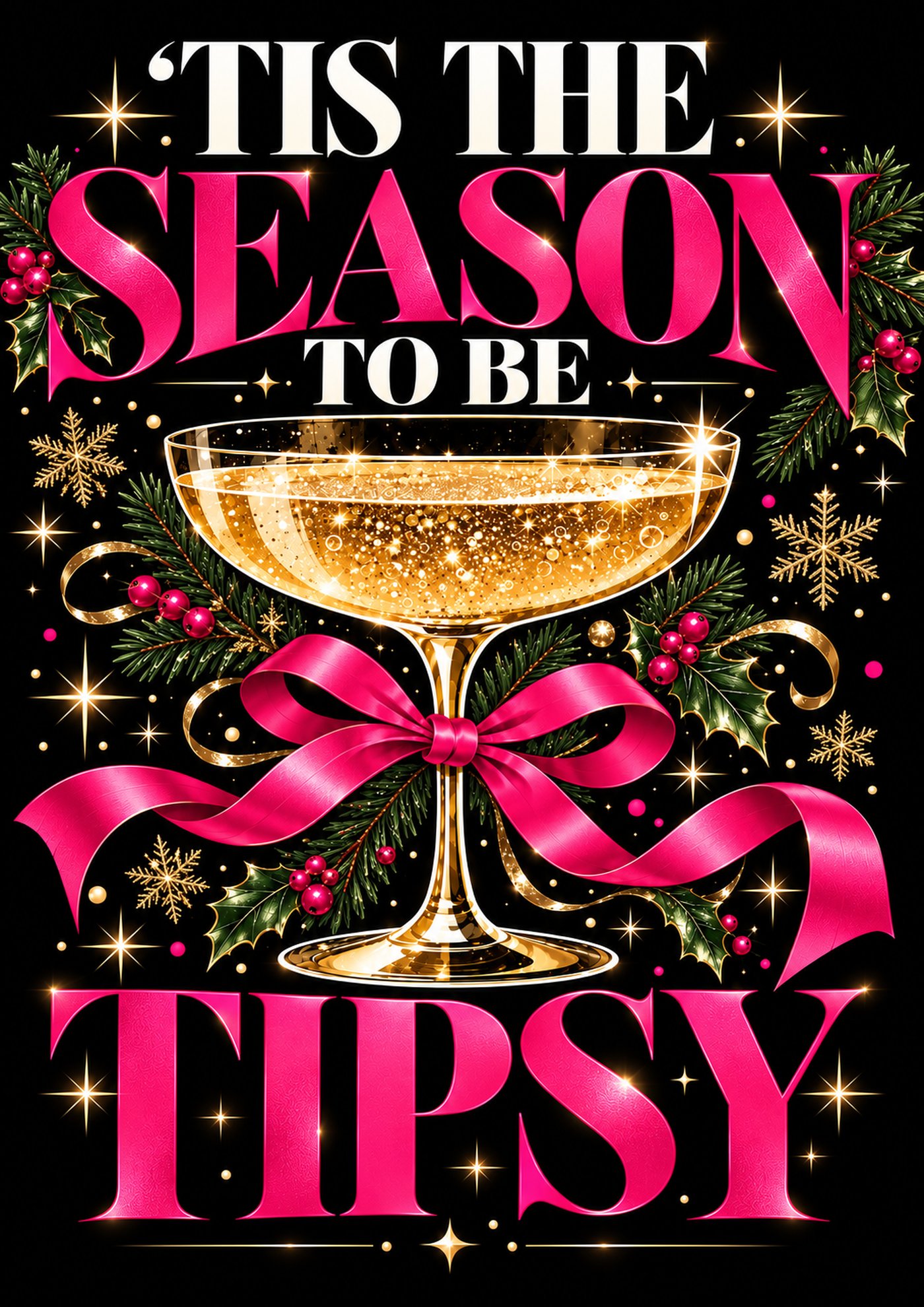 Tis the Season to Be Tipsy Christmas Print artwork, full print